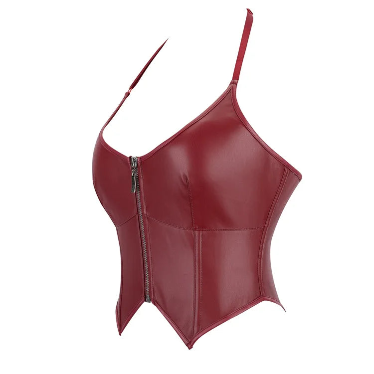 Women Pu Leather Corset Top Crop