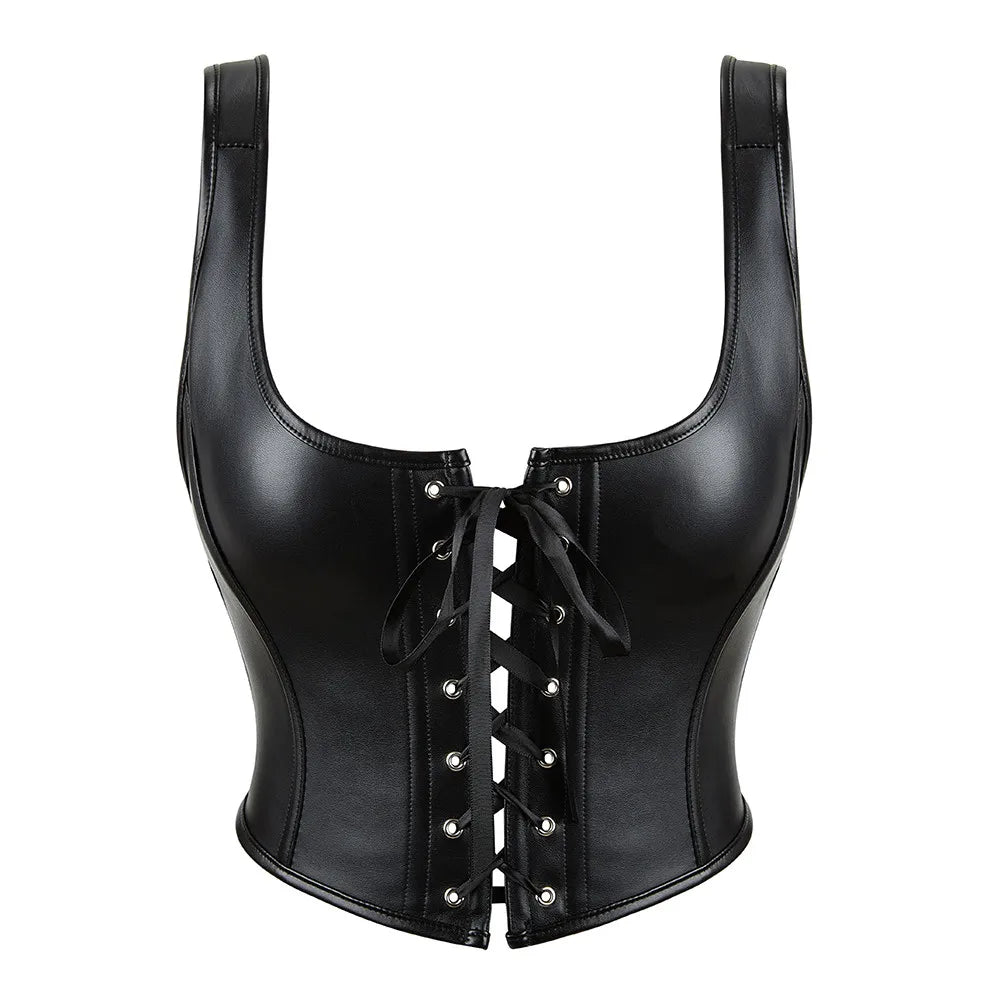Women Pu Leather Corset Top Crop