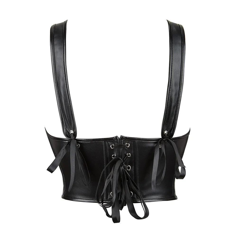Women Pu Leather Corset Top Crop