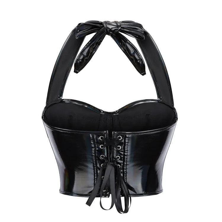 Women Pu Leather Corset Top Crop
