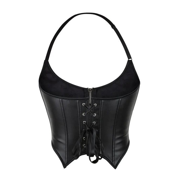 Women Pu Leather Corset Top Crop