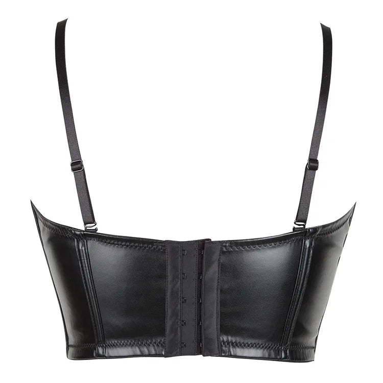 Women Pu Leather Corset Top Crop