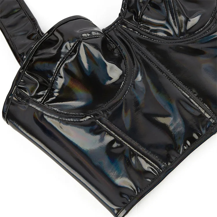 Women Pu Leather Corset Top Crop