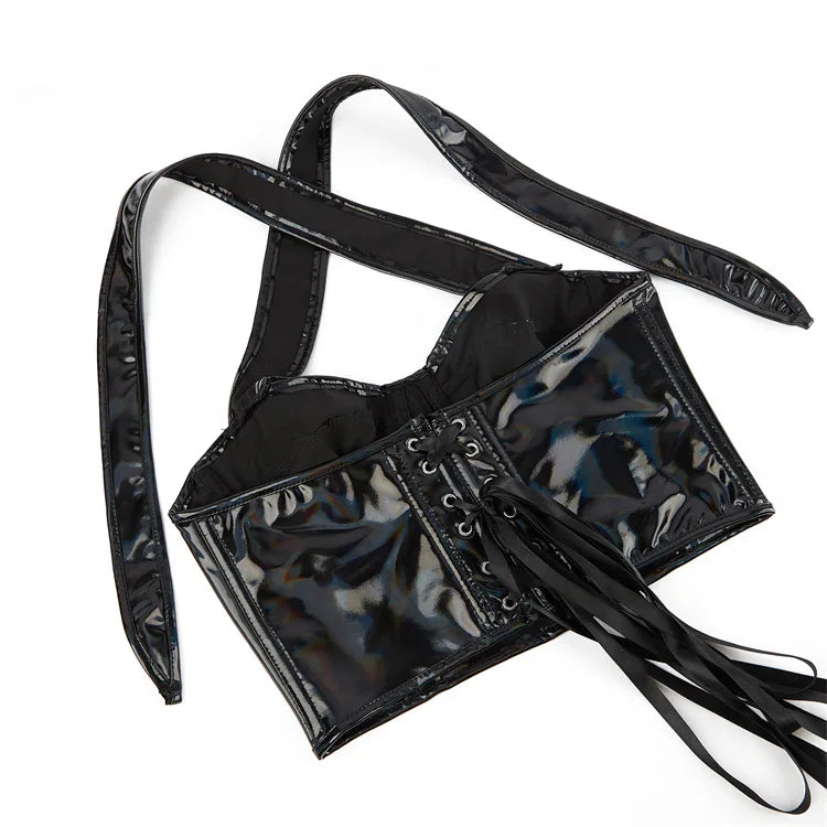 Women Pu Leather Corset Top Crop