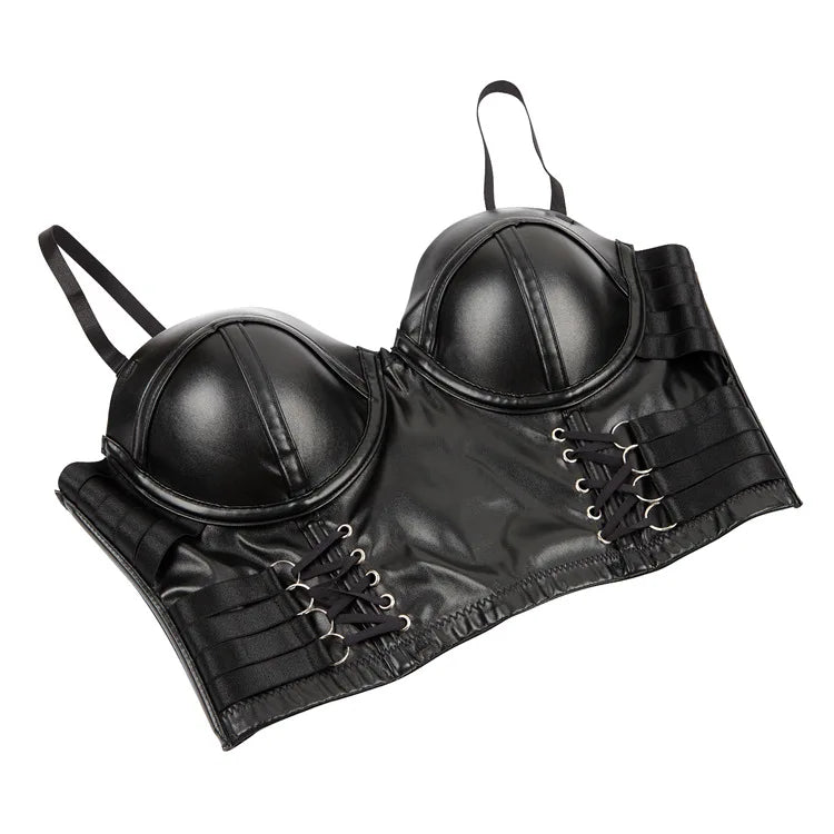 Women Pu Leather Corset Top Crop