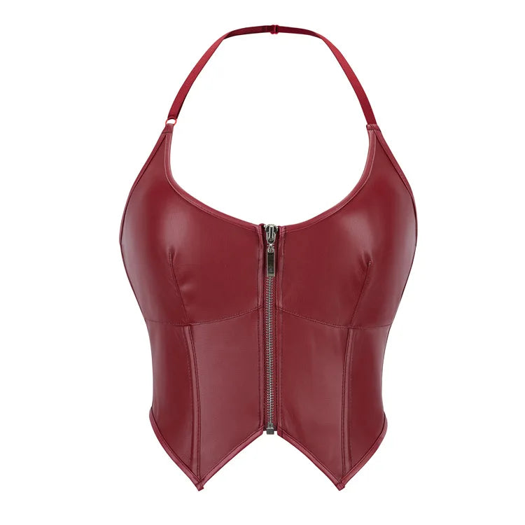 Women Pu Leather Corset Top Crop