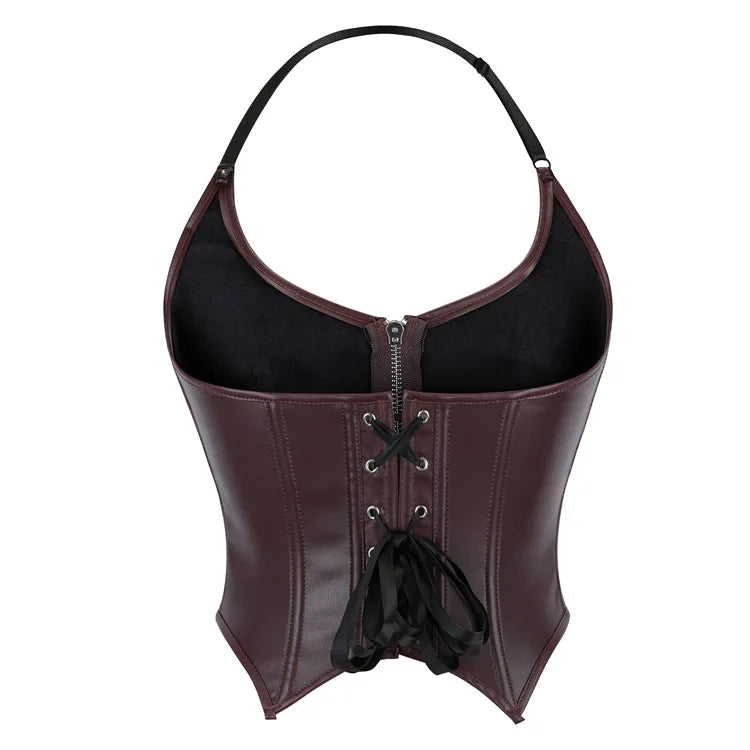 Women Pu Leather Corset Top Crop