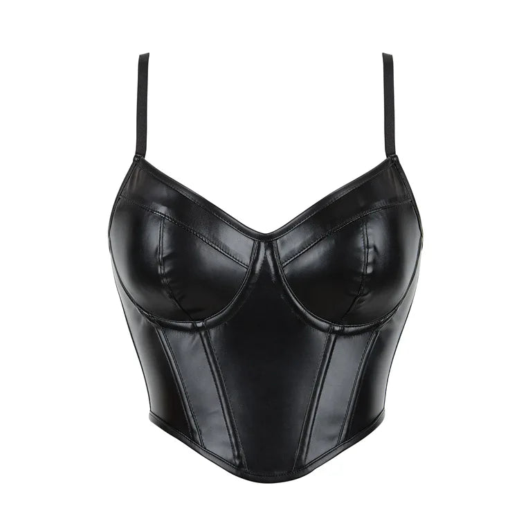 Women Pu Leather Corset Top Crop