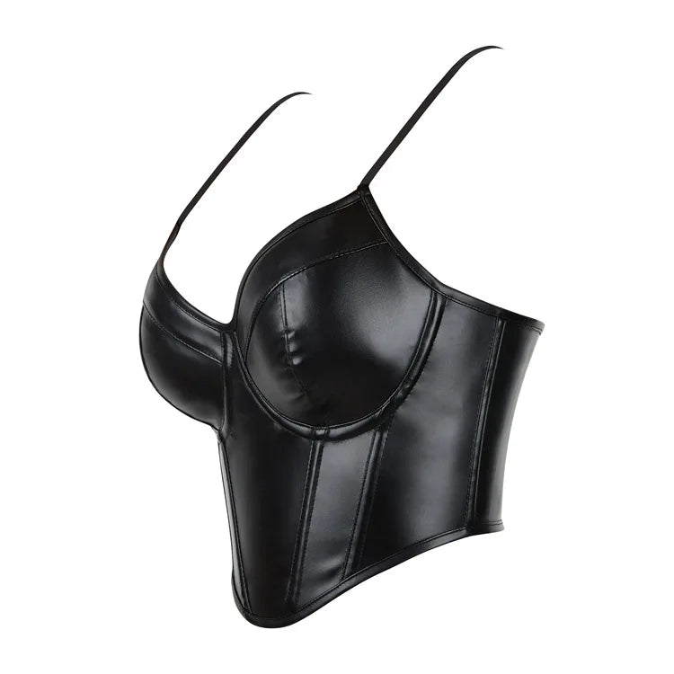 Women Pu Leather Corset Top Crop