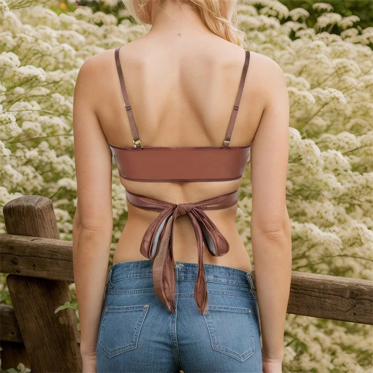 Women Pu Leather Corset Top Crop
