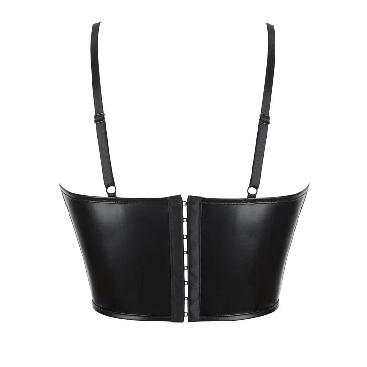 Women Pu Leather Corset Top Crop