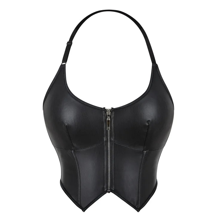 Women Pu Leather Corset Top Crop