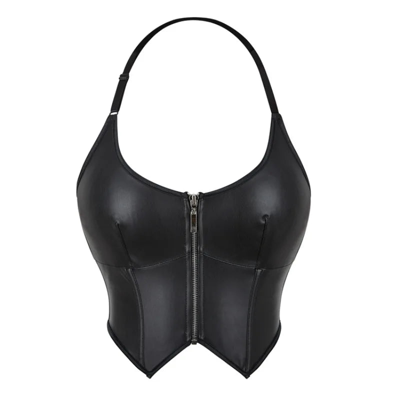 Women Pu Leather Corset Top Crop