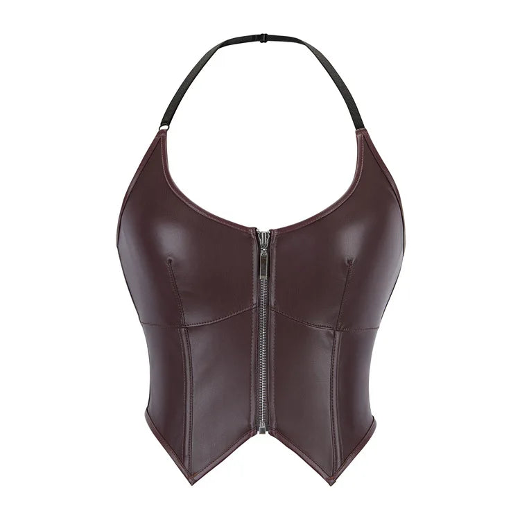 Women Pu Leather Corset Top Crop