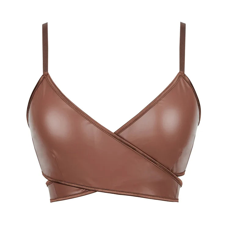 Women Pu Leather Corset Top Crop