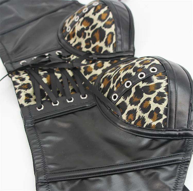 Women Pu Leather Corset Top Crop