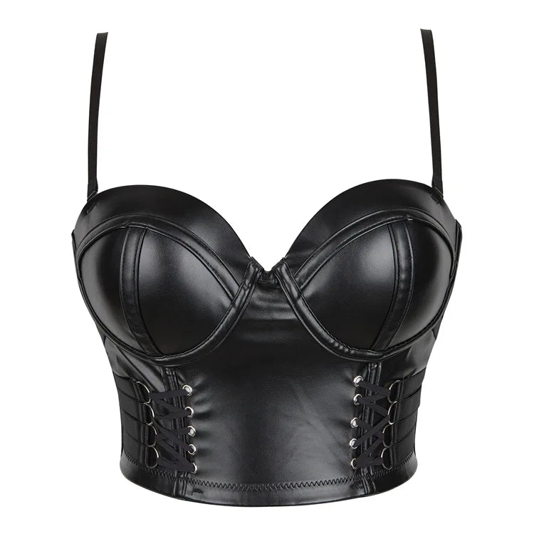 Women Pu Leather Corset Top Crop