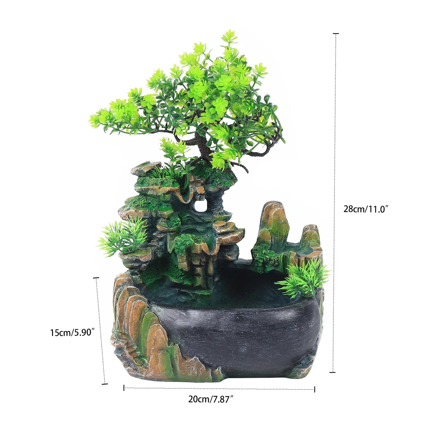 Led Lights Resin Rockery Flowing Water Fountain Lucky Feng Shui Wheel Office Desktop Ornaments With Nebulizer Home Decoration