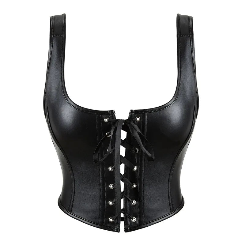 Women Pu Leather Corset Top Crop