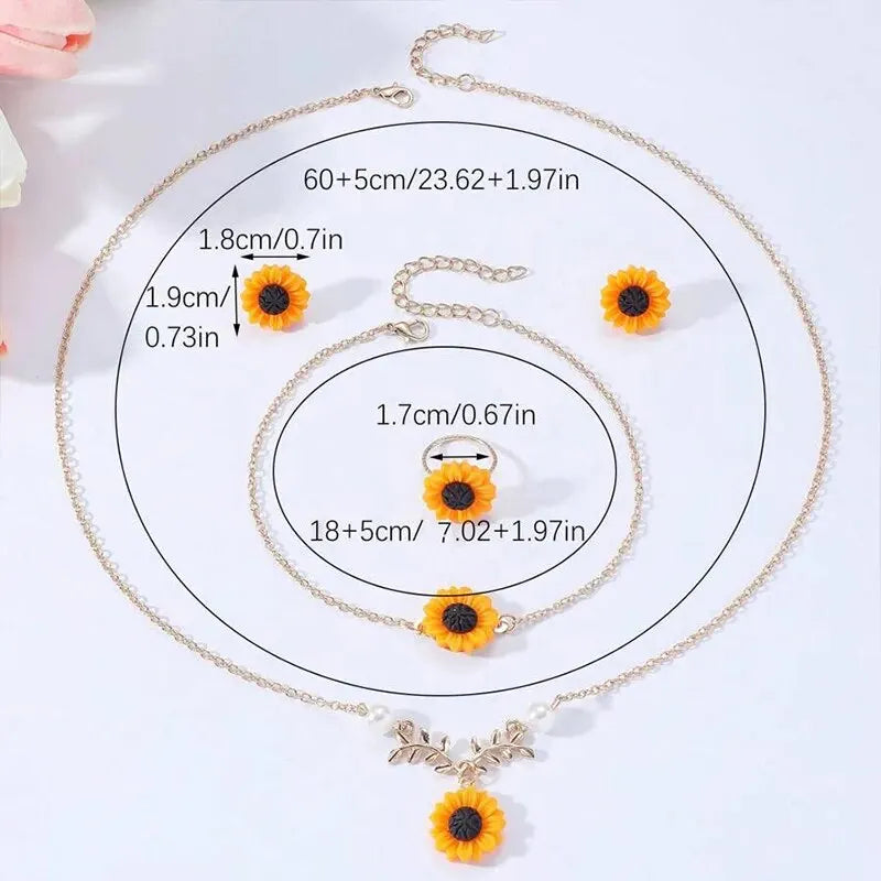 Obega 4 PCS Sunflower Penant Neckalce