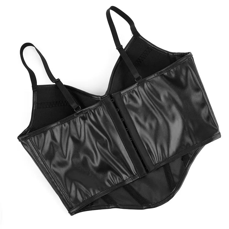 Women Pu Leather Corset Top Crop