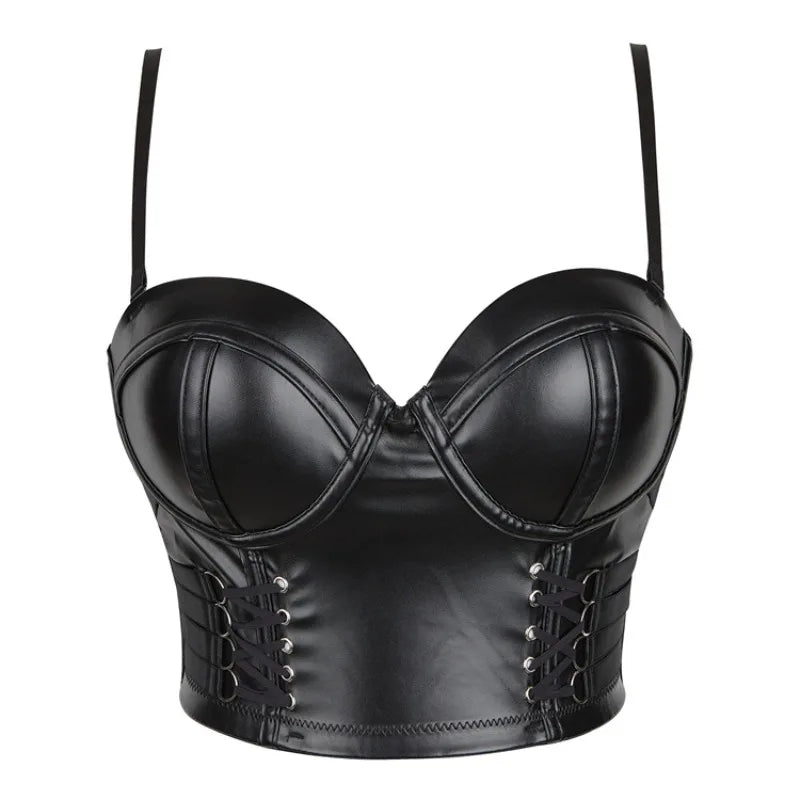 Women Pu Leather Corset Top Crop