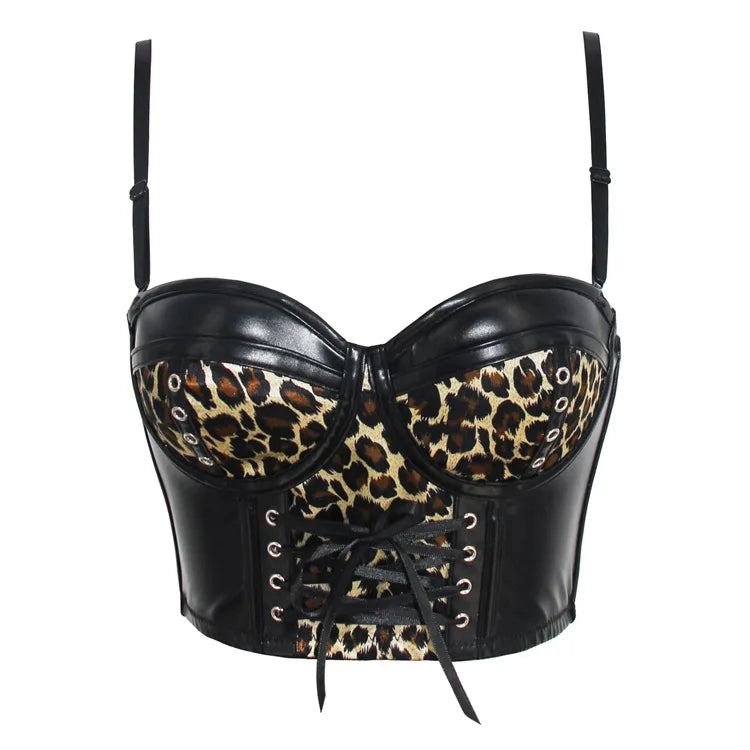 Women Pu Leather Corset Top Crop