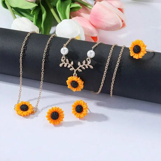 Obega 4 PCS Sunflower Penant Neckalce