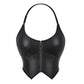 Women Pu Leather Corset Top Crop