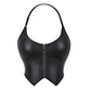 Women Pu Leather Corset Top Crop
