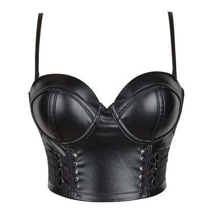 Women Pu Leather Corset Top Crop