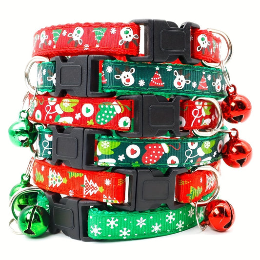 Pet Collar Christmas Nylon Cat Collar Adjustable Holiday Pet Collar, Pet Christmas Gift